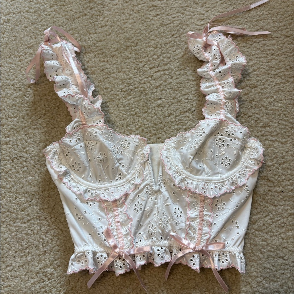 For Love and Lemons Swirl Eyelet Bustier Top